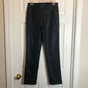 NYDJ Black Paisley Faux Leather Skinny Jeans  Size 2 NEW WITHOUT TAGS